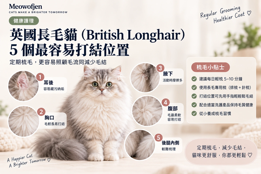 英國長毛貓五個最容易打結位置