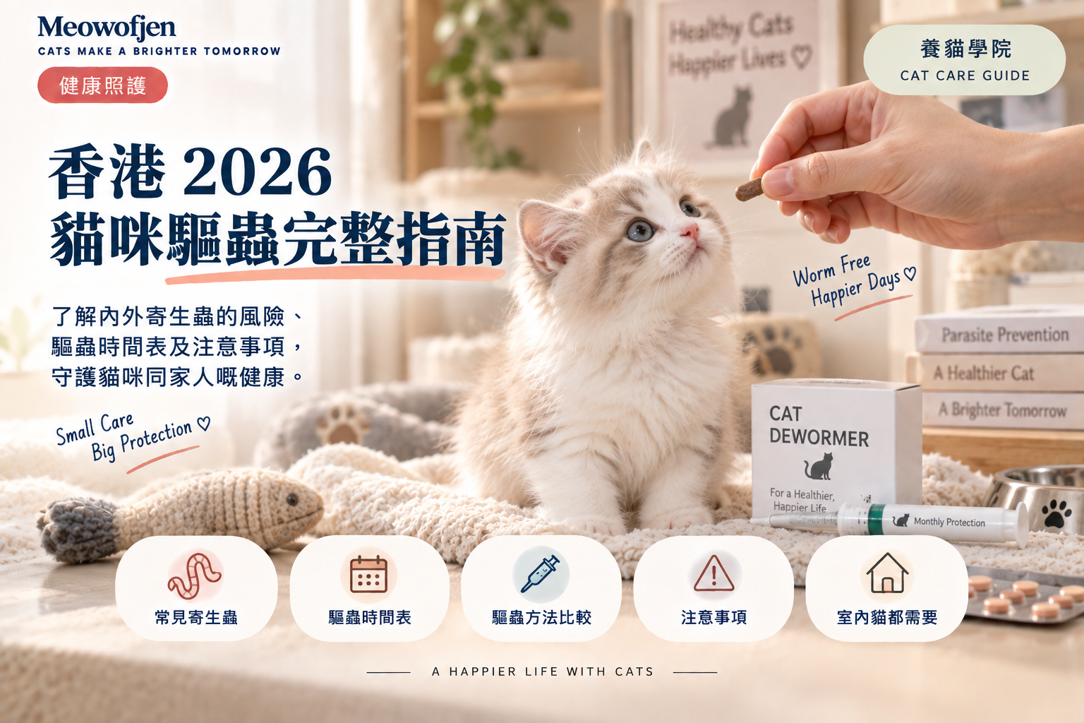 香港2026貓咪驅蟲完整指南｜室內貓、外出貓點樣揀？｜Meowofjen 養貓學院