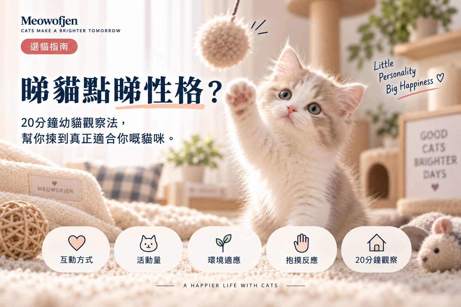 睇貓點睇性格？20 分鐘幼貓觀察法＋8 項 Checklist｜Meowofjen 養貓學院