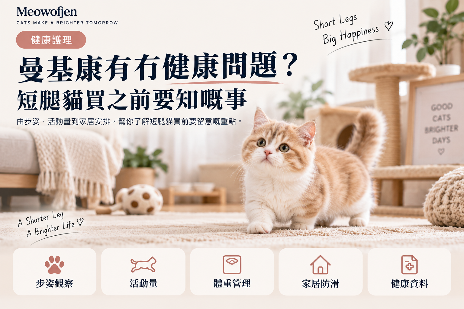 曼基康有冇健康問題？短腿貓買之前要知嘅事｜Meowofjen 養貓學院